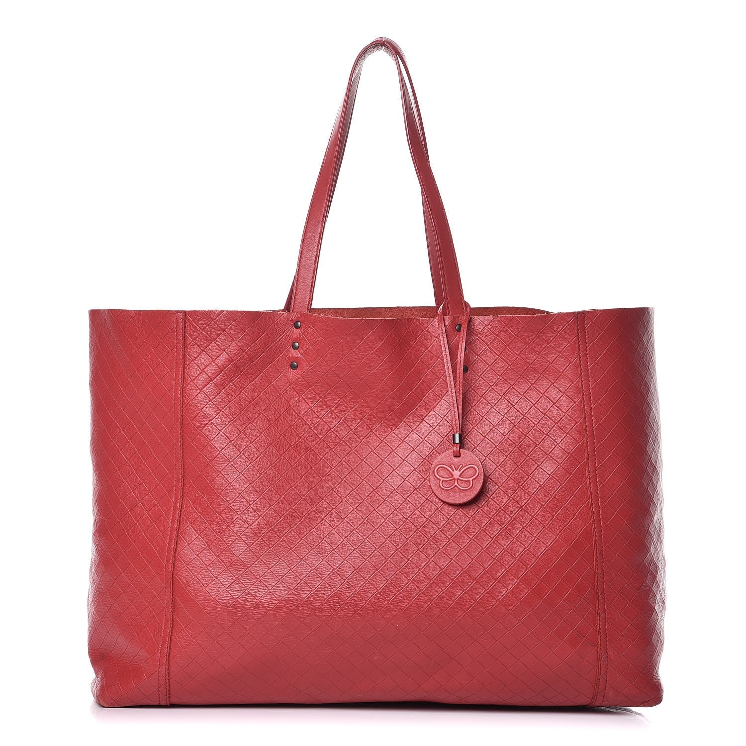 Bottega Veneta Calfskin Intrecciomirage Tote Red 1 of 10