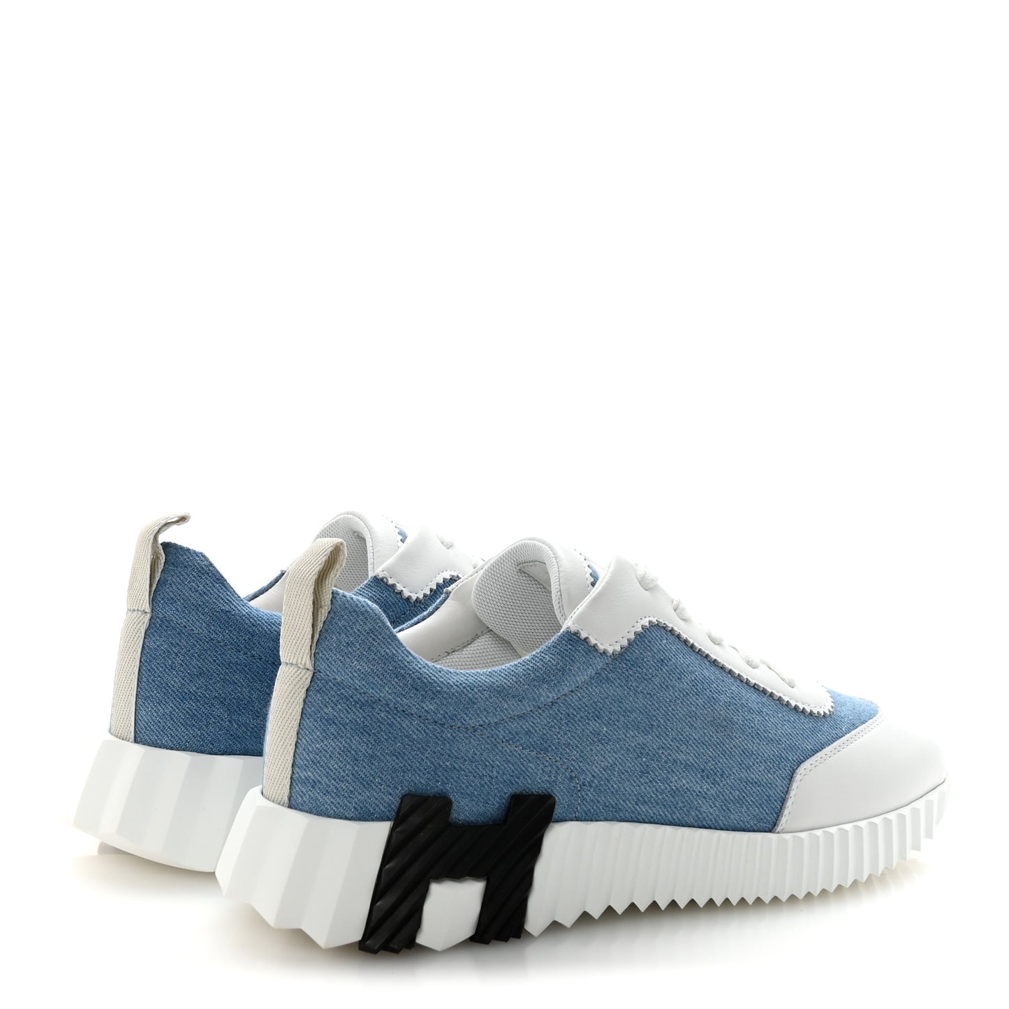 Denim Calfskin Bouncing Sneakers 37.5 Bleu Clair White