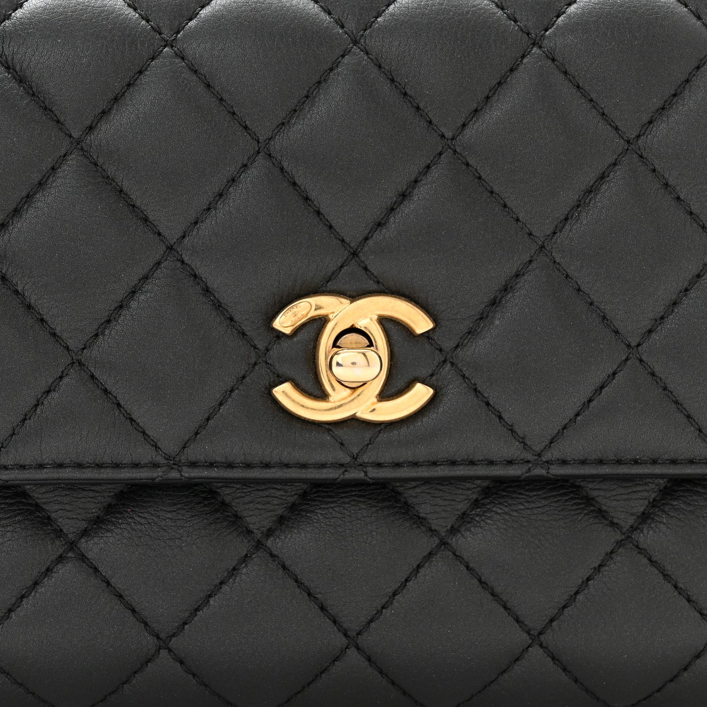 Calfskin Strass Quilted Mini Coco Handle Flap Black