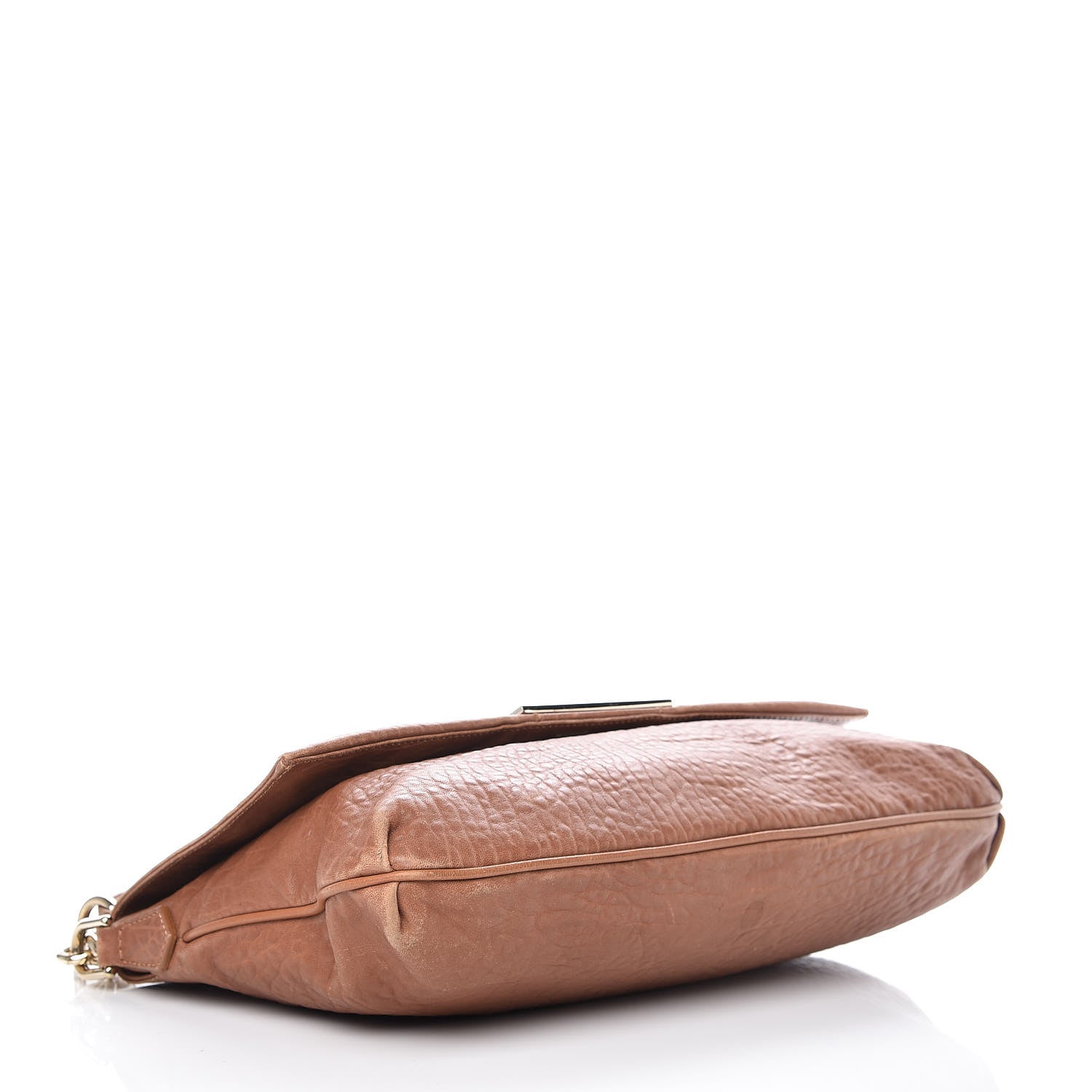 Fendi Crinkled Lambskin Colorblock Large Mia Shoulder Flap Camel Osso Naturale 4 of 17