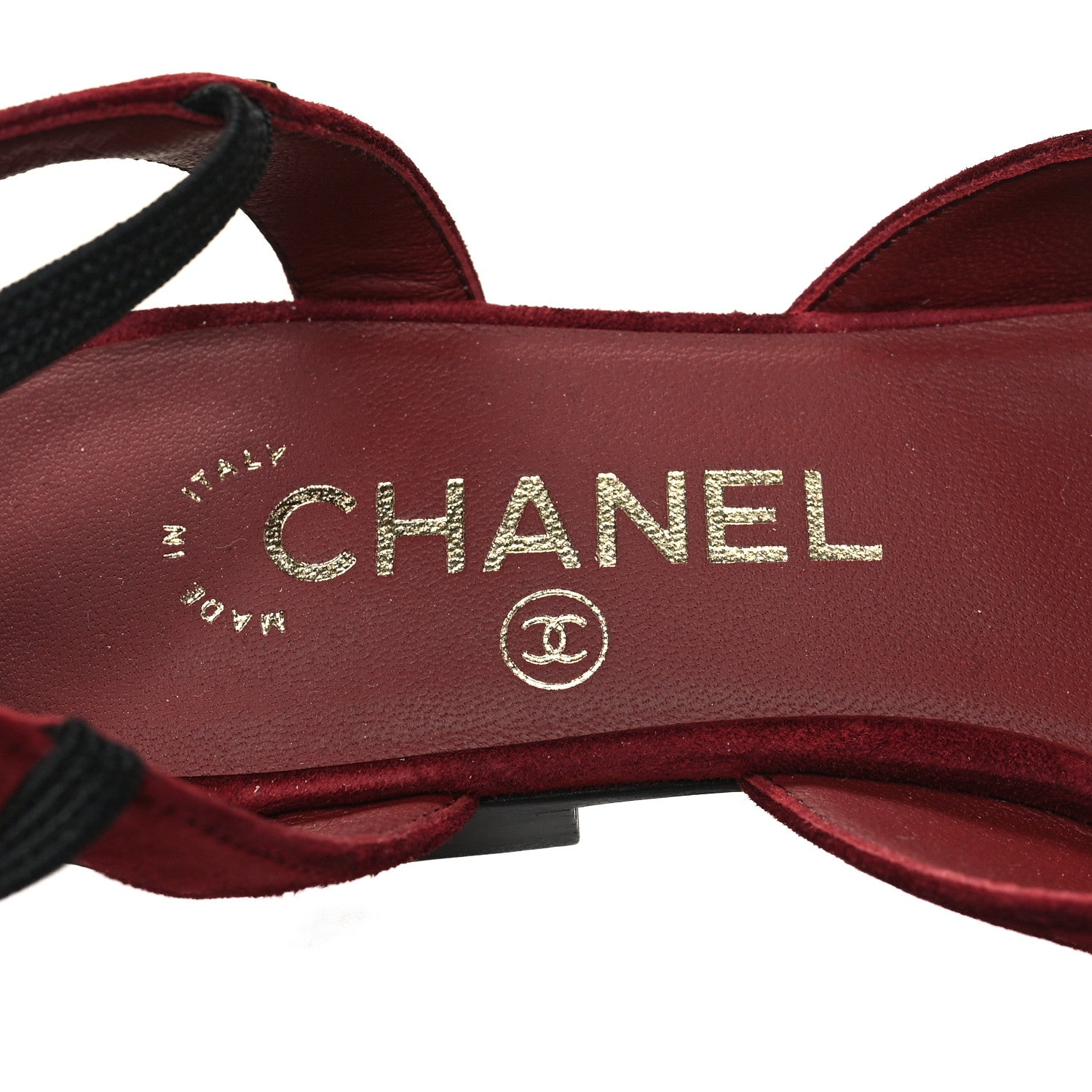 Chanel Grosgrain Suede Cap Toe CC Flats 36.5 Burgundy Black 8 of 8