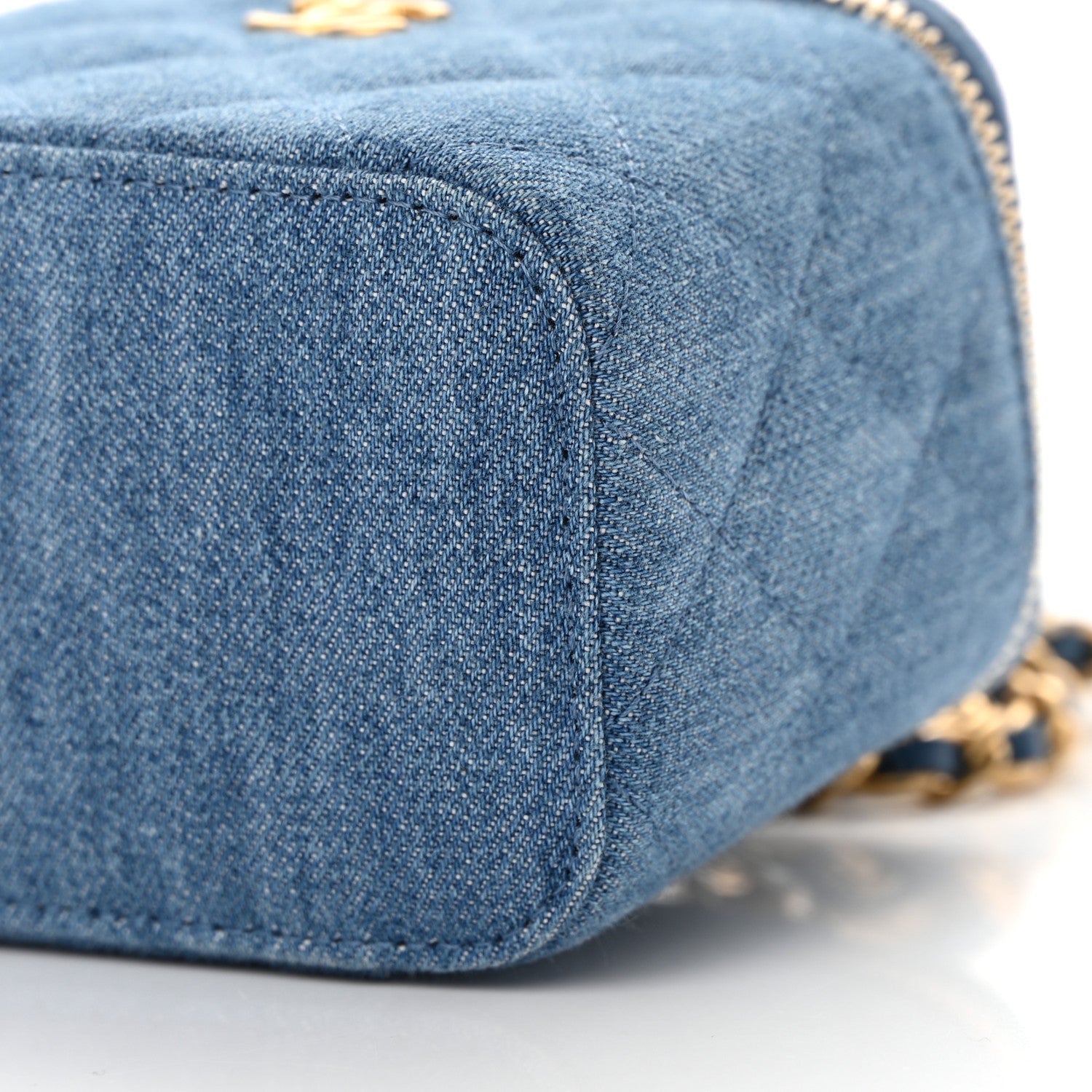Chanel Denim Quilted Mini Pearl Crush Vanity Case With Chain 10 of 12