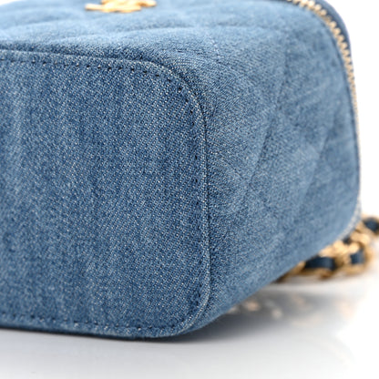Chanel Denim Quilted Mini Pearl Crush Vanity Case With Chain 10 of 12
