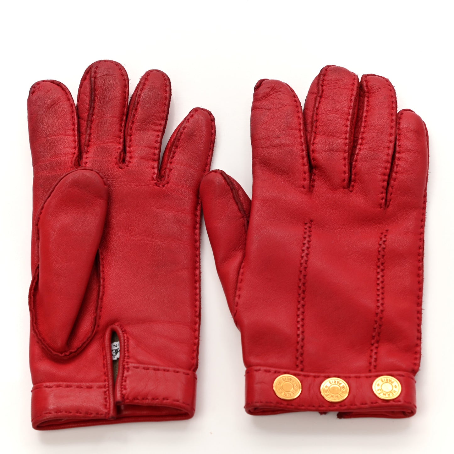 Lambskin Clous de Selle Gloves 7 Red