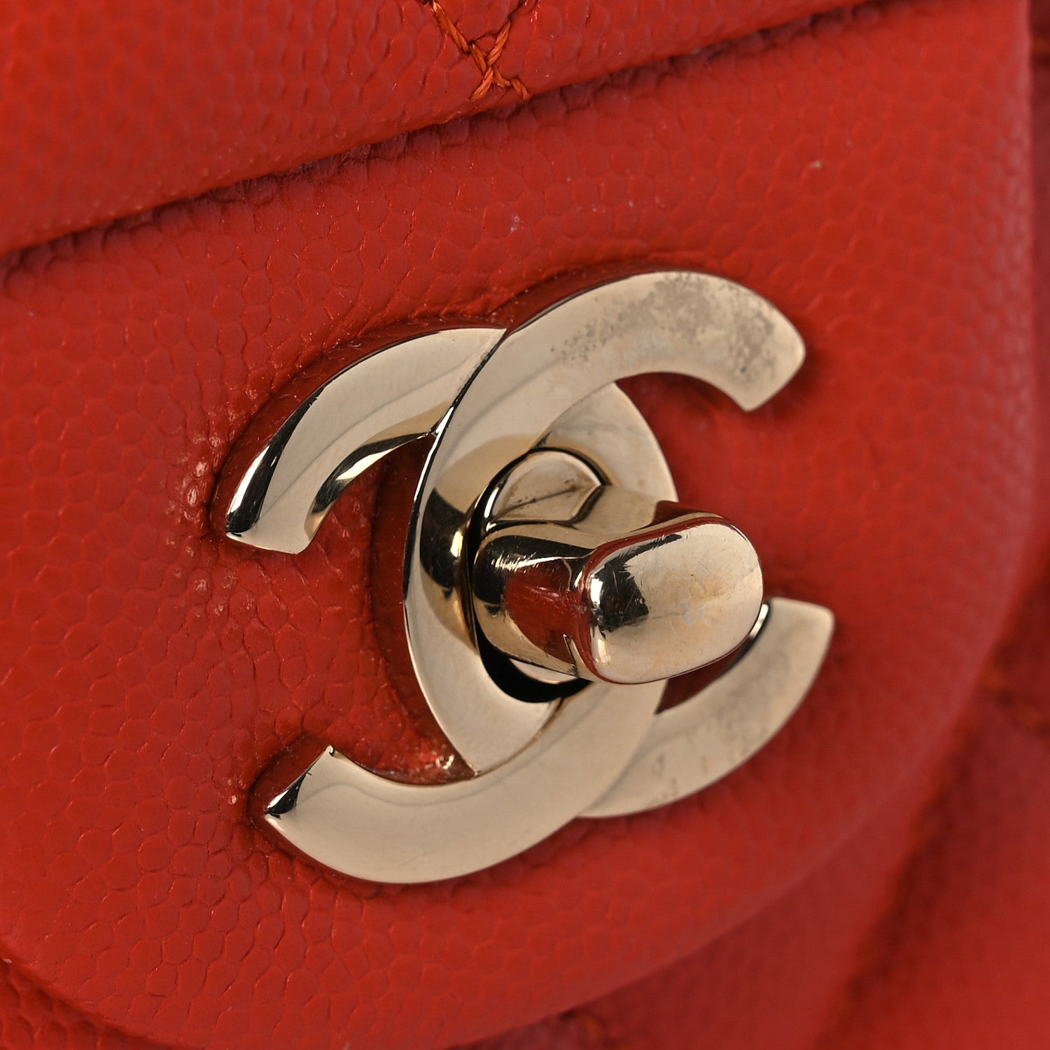 Chanel Caviar Quilted Medium Double Flap Light Red 12 of 12