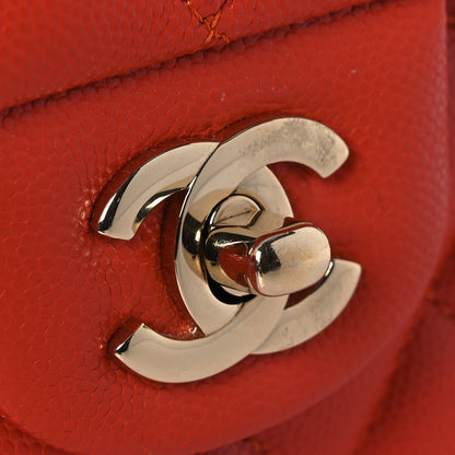 Chanel Caviar Quilted Medium Double Flap Light Red 12 of 12
