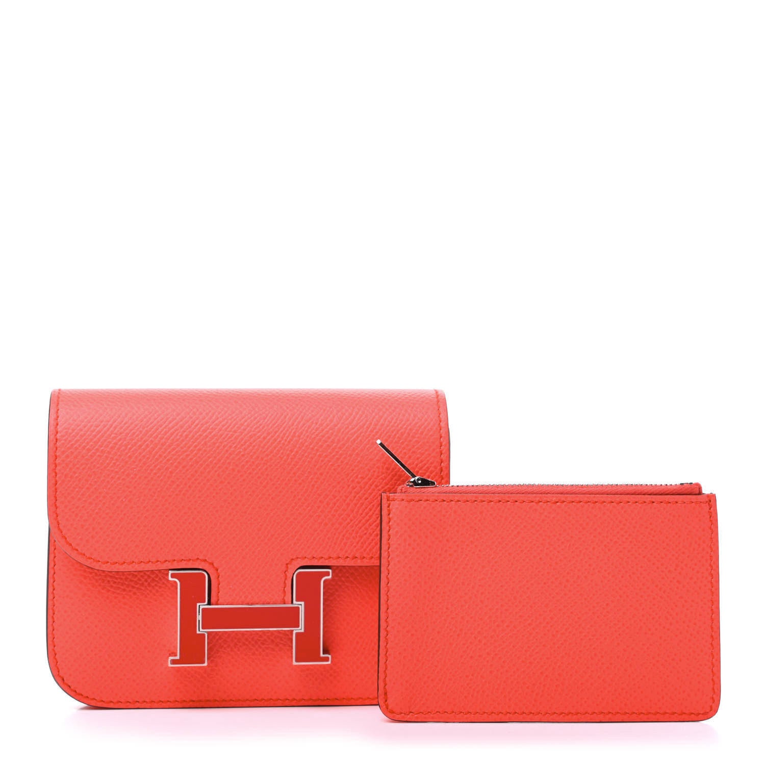 Hermes Epsom Enamel Constance Slim Wallet Rose Texas Rouge De Coeur 1 of 10