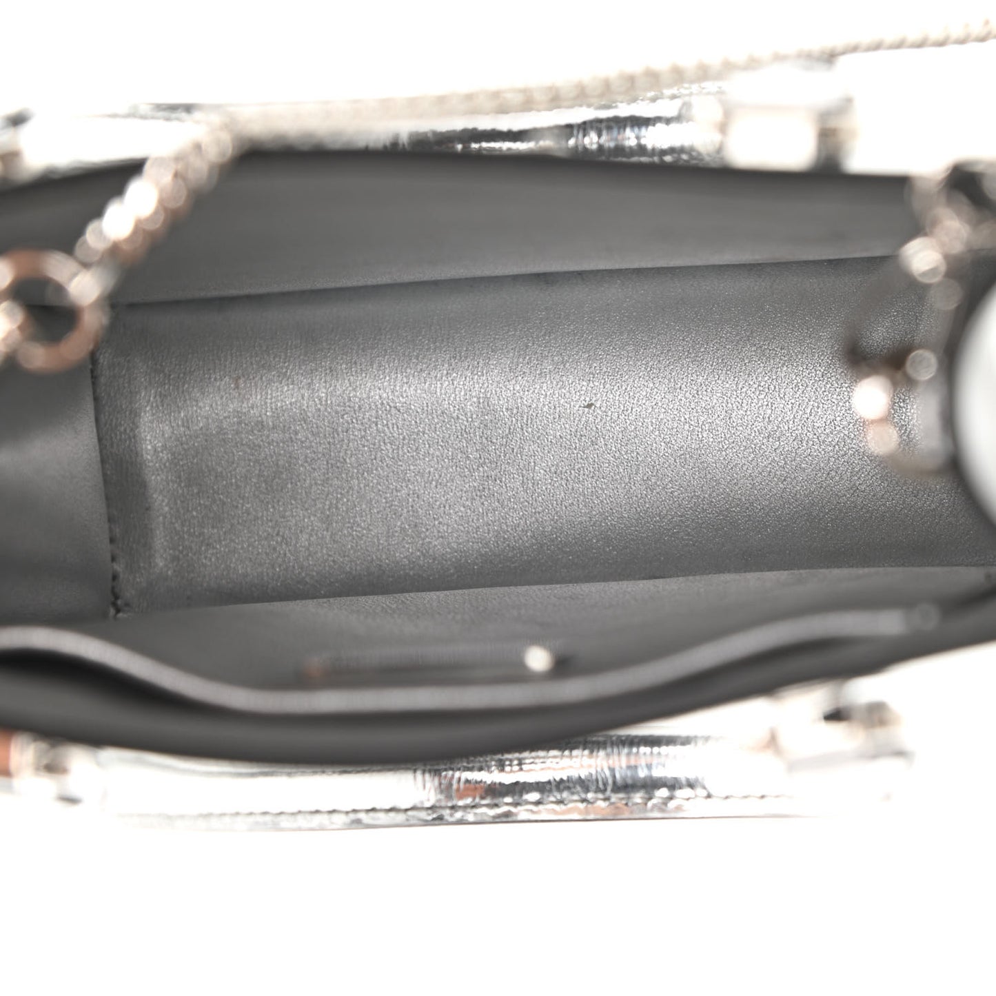 Spazzolato Metal Triangle Logo Triangle Patterned Small Double Handle Crossbody Tote Argento