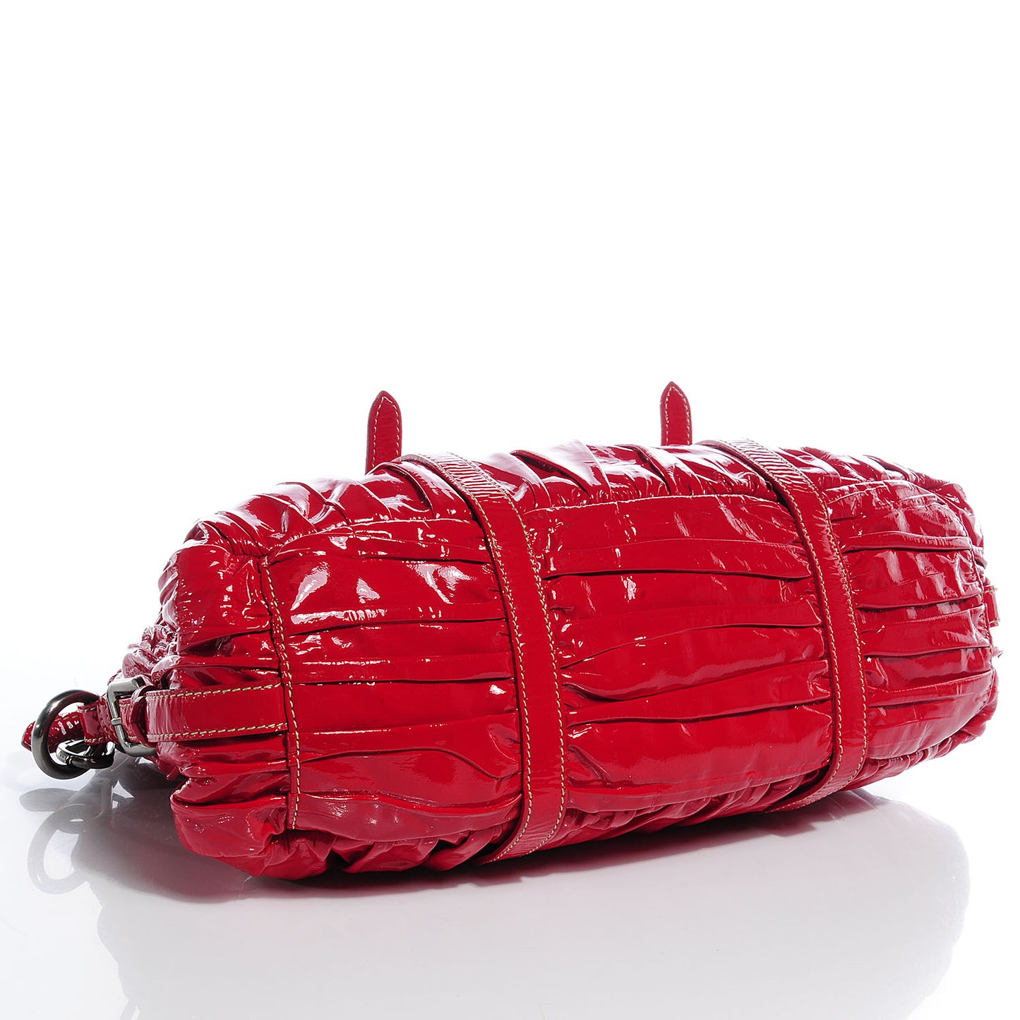 Vernice Gaufre Shopping Satchel Rosso