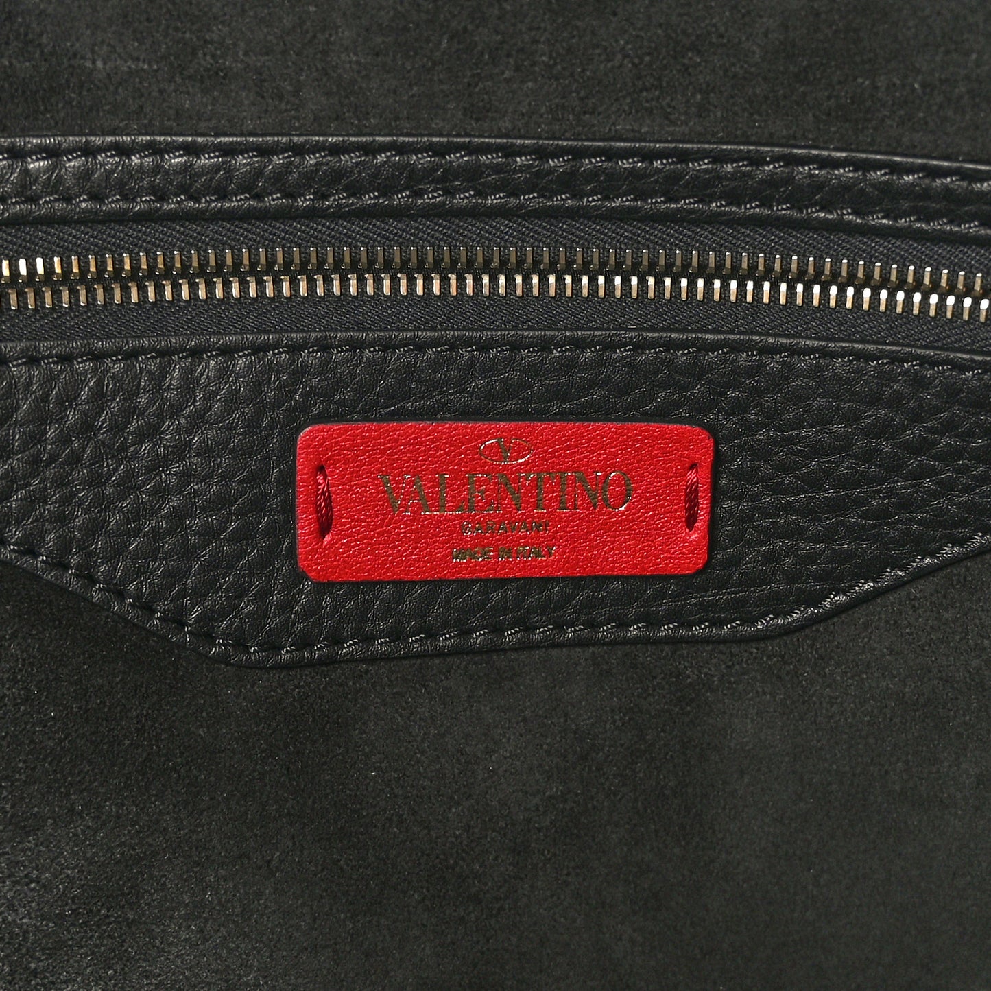 Grained Calfskin Rockstud Shoulder Tote Black