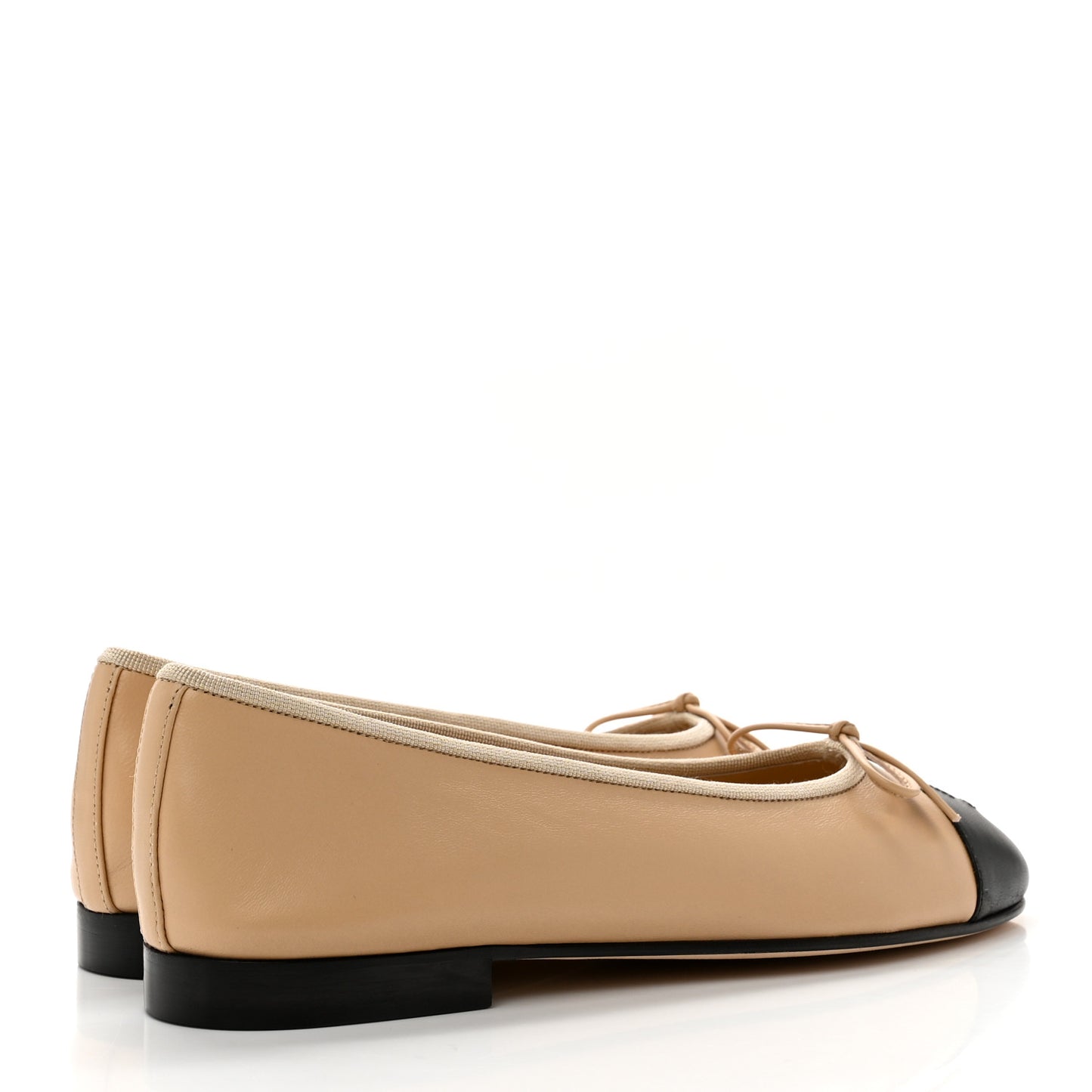 Lambskin Cap Toe CC Ballerina Flats 37.5 Beige Black