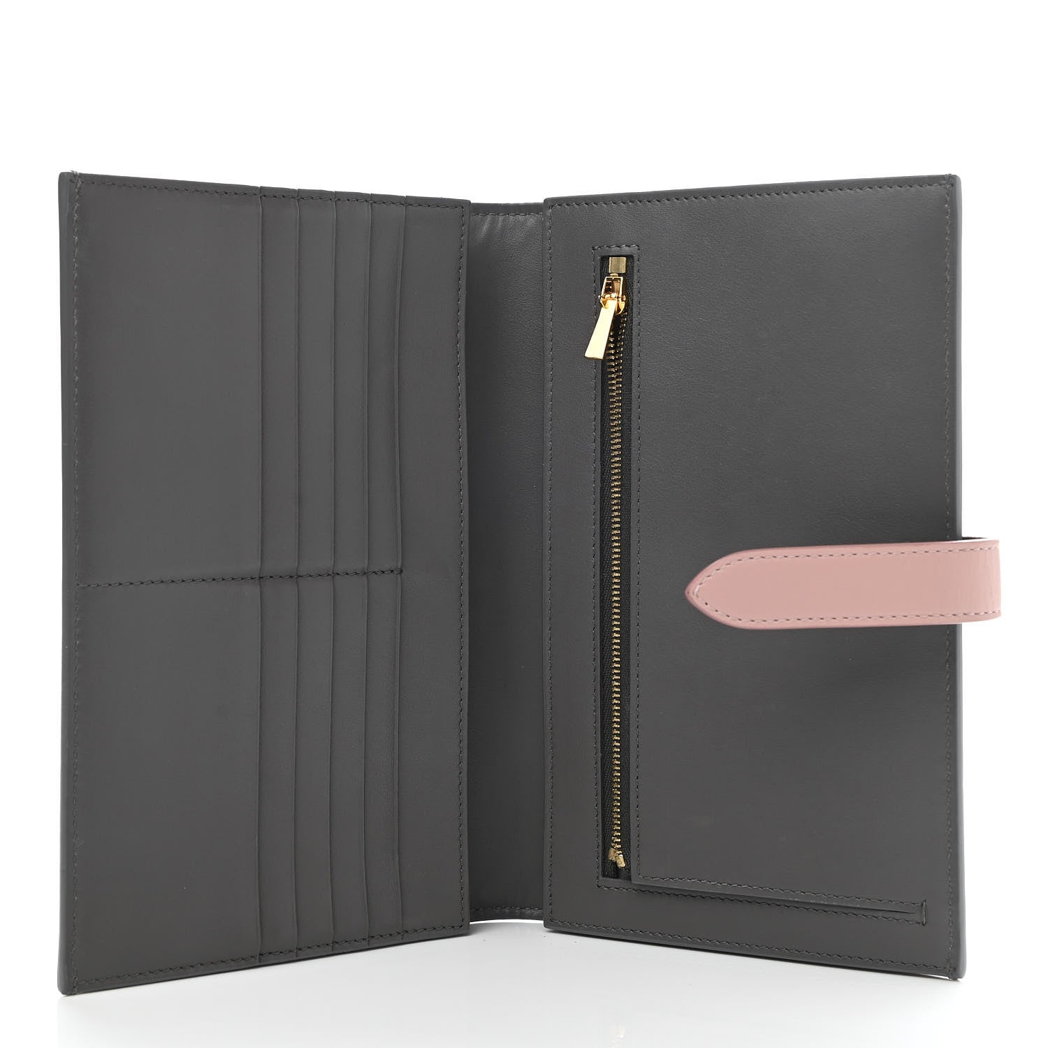 Celine Grained Calfskin Large Multifunction Strap Wallet Grey Vintage Pink 5 of 7