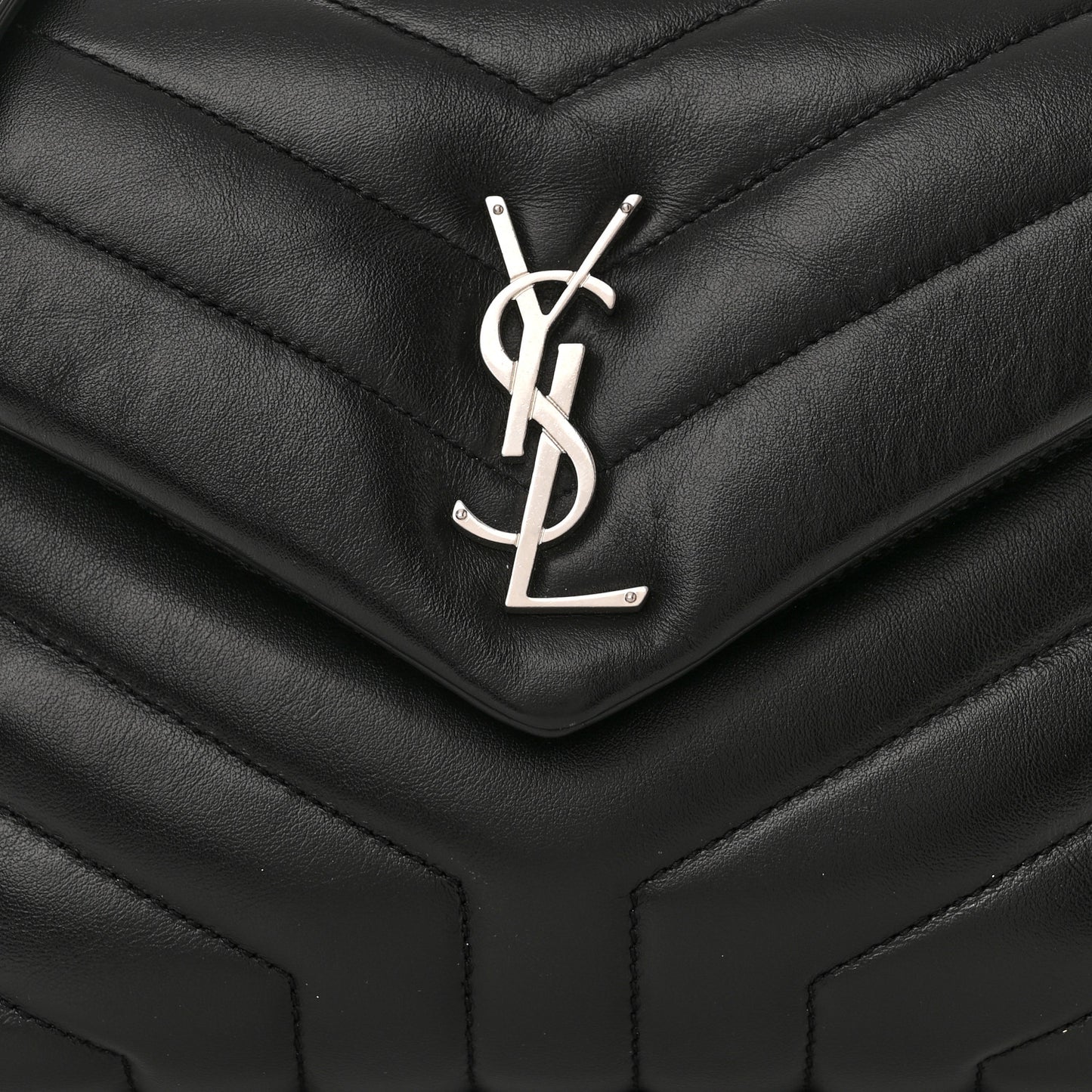 Calfskin Y Quilted Monogram Small Loulou Chain Satchel Black