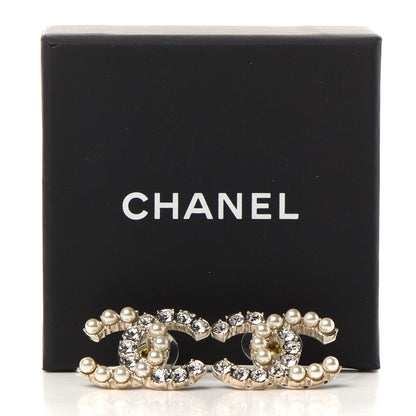 Chanel Crystal Pearl CC Dazzling Domino Earrings Gold 5 of 5