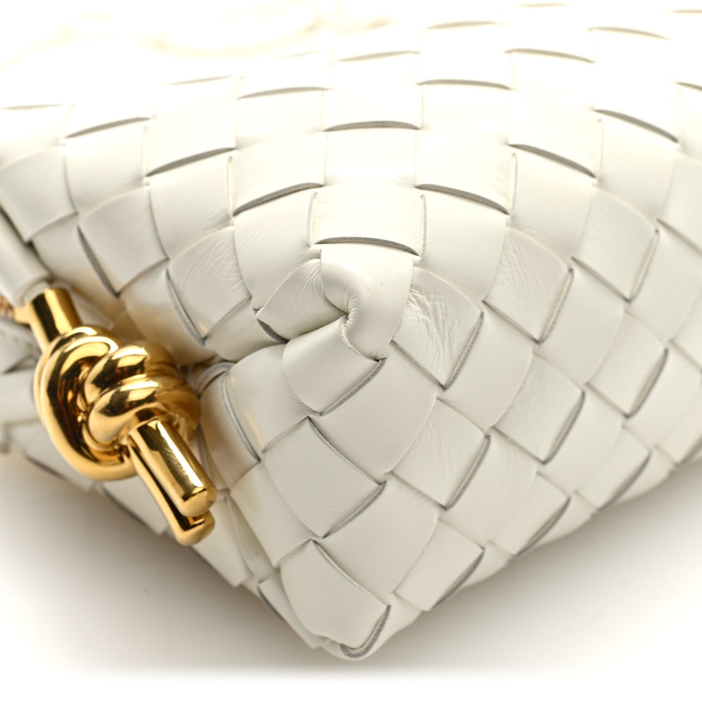Polished Nappa Intrecciato Metal Knots Mini Loop Camera Bag Bone