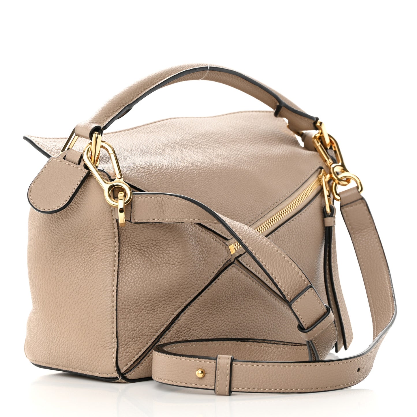 Grained Calfskin Small Puzzle Bag Sand