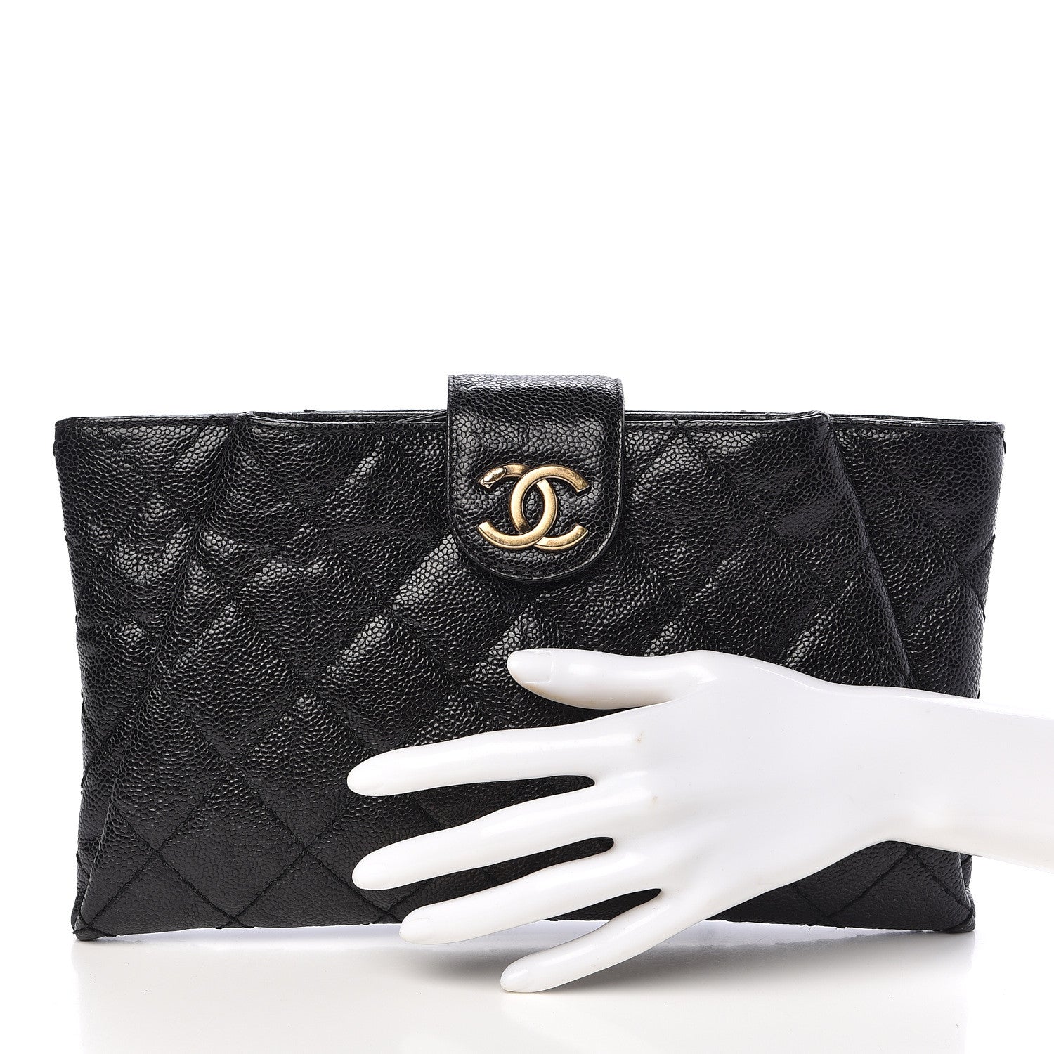 Chanel Caviar Quilted Coco Pleats Clutch Black 2 of 10