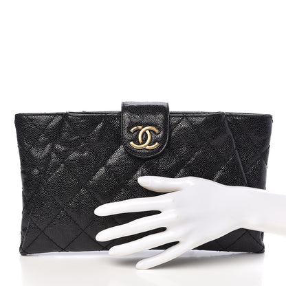 Chanel Caviar Quilted Coco Pleats Clutch Black 2 of 10
