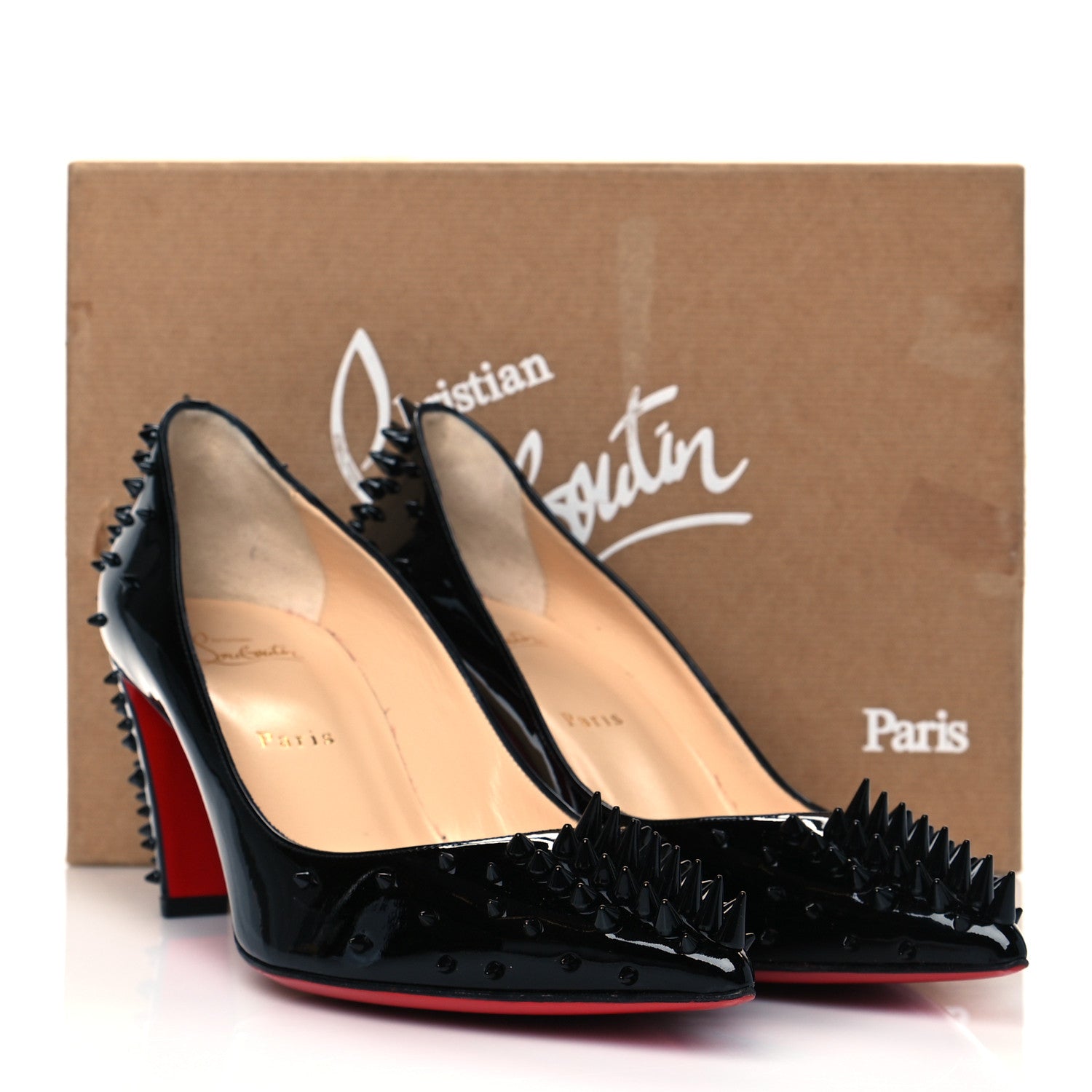 Christian Louboutin Patent Goldopump Spikes 70 Pumps 41 Black 9 of 9