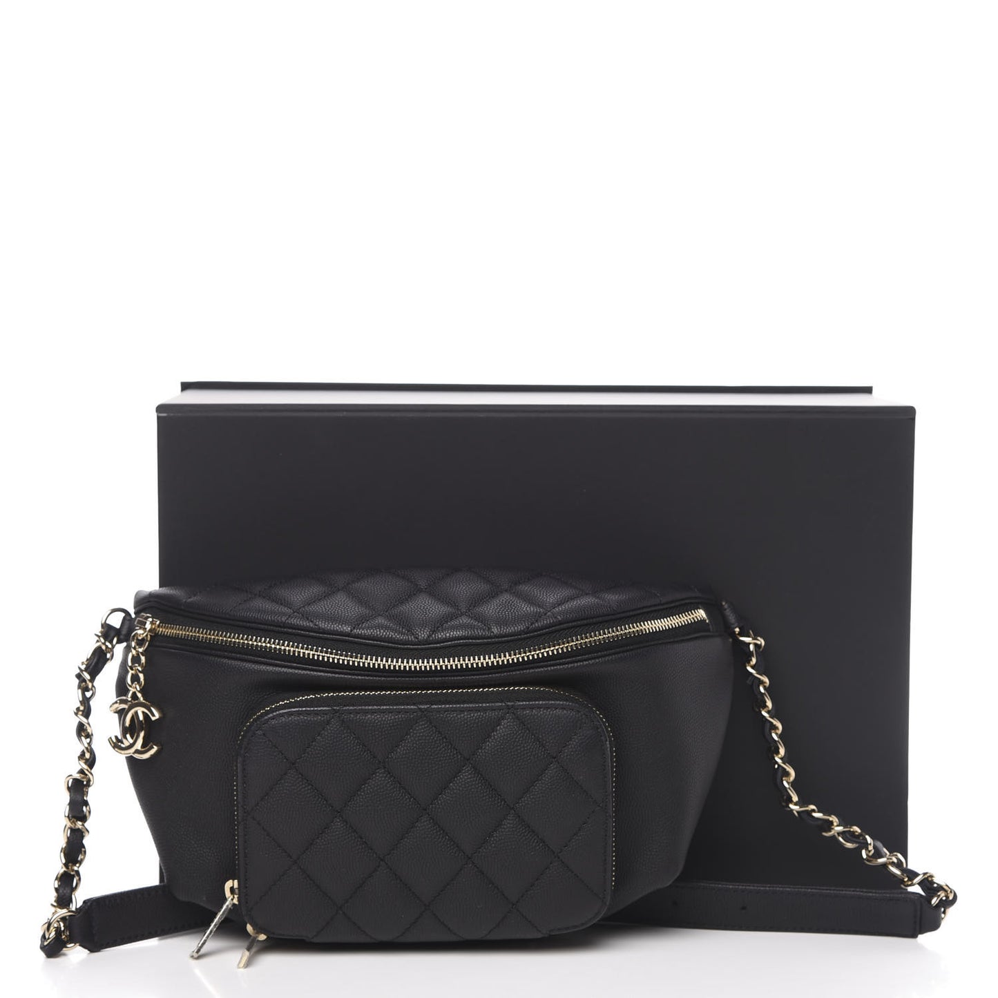Caviar Quilted Business Affinity Waist Belt Bag Black