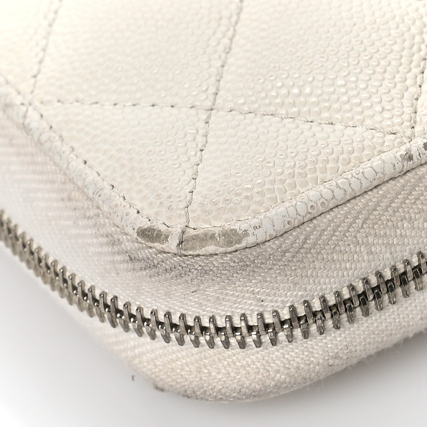 Chanel Caviar Quilted Large Gusset Zip Around Wallet White 10 of 20