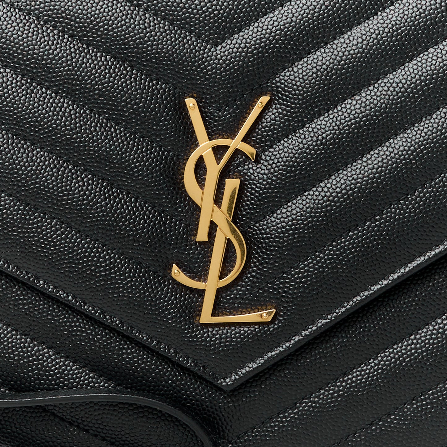 Grain De Poudre Matelasse Chevron Monogram Envelope Clutch Black