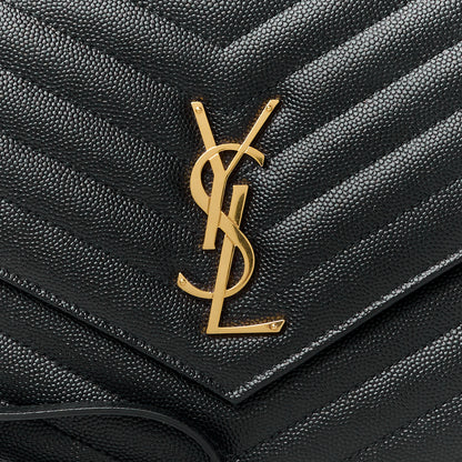Saint Laurent Grain De Poudre Matelasse Chevron Monogram Envelope Clutch Black 8 of 11