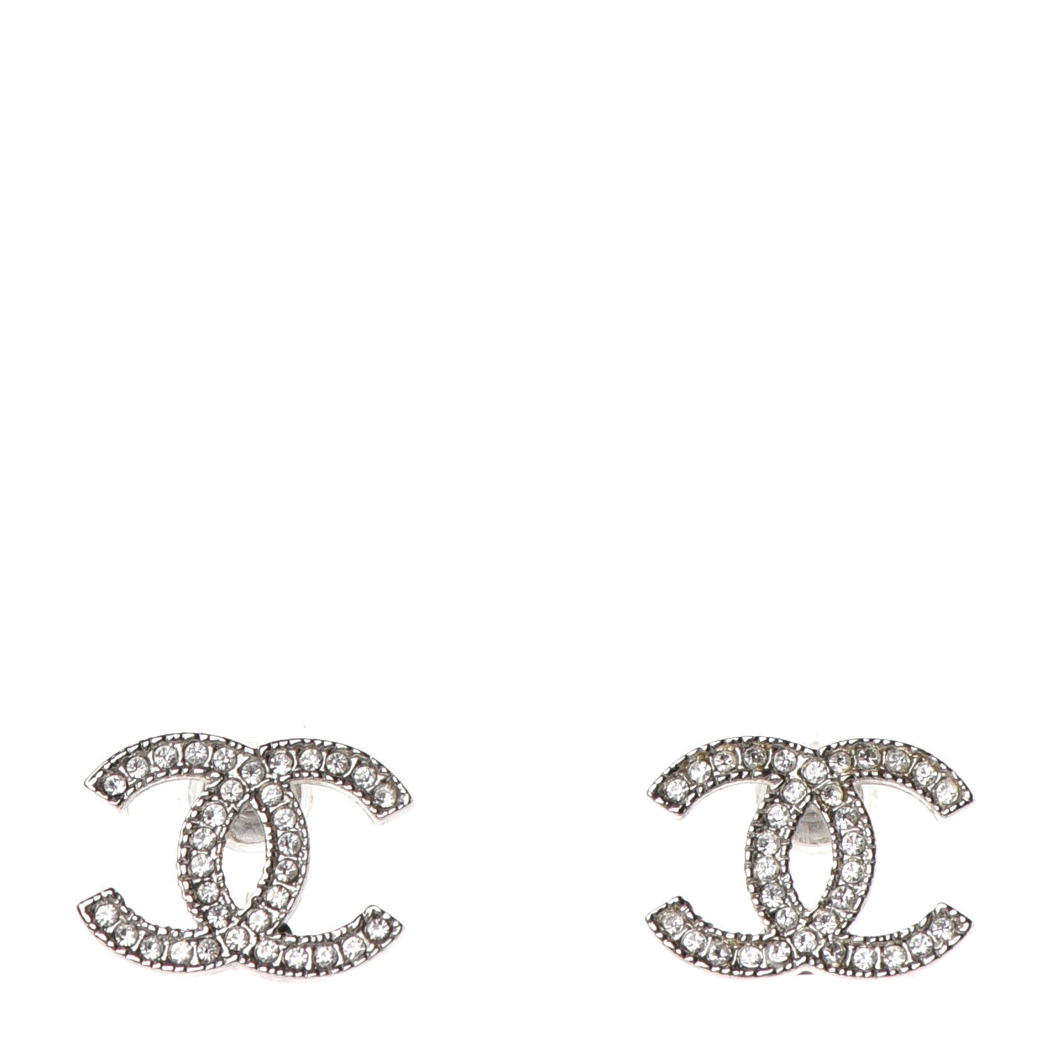 Chanel Crystal CC Earrings Silver 1 of 5