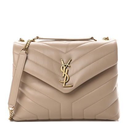 Saint Laurent Calfskin Y Quilted Monogram Small Loulou Chain Satchel Dark Beige 1 of 10