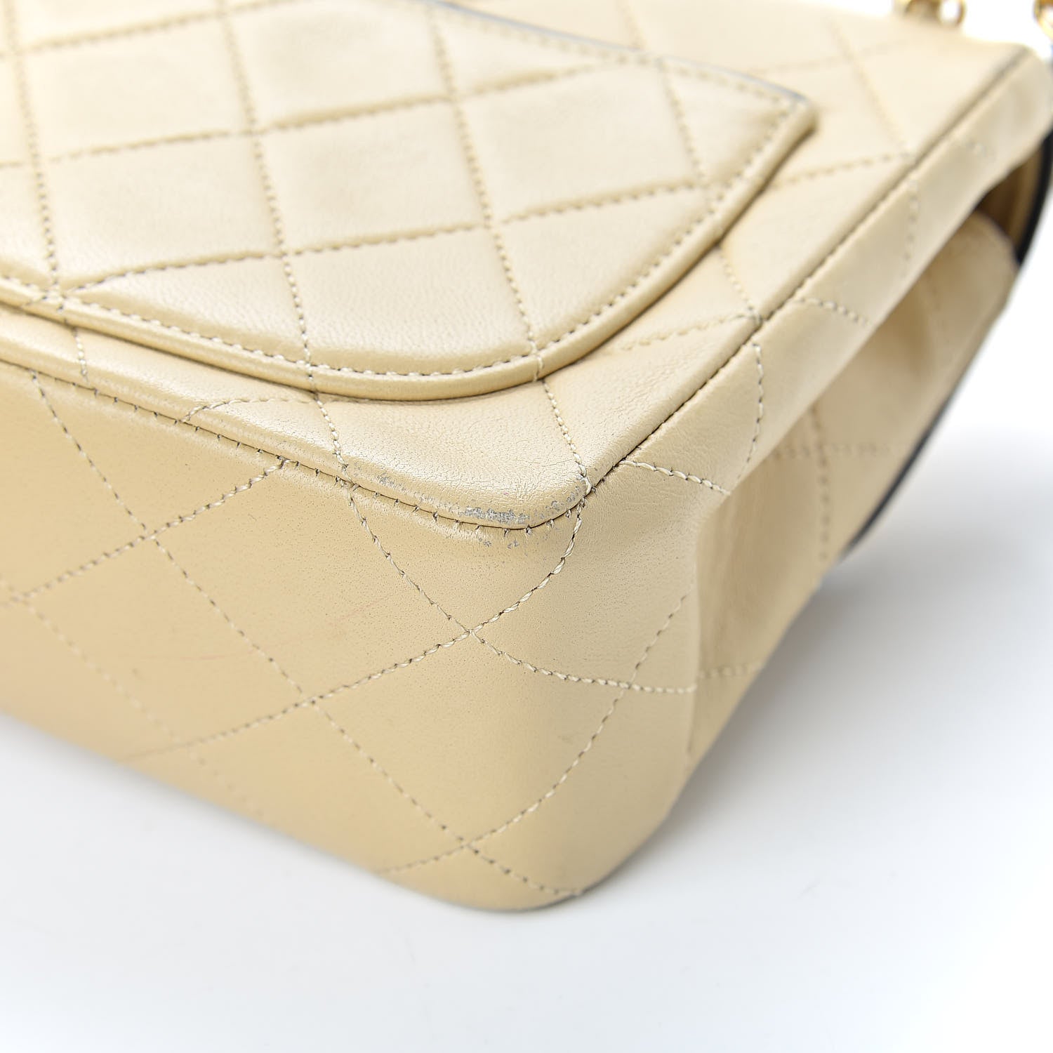 Chanel Lambskin Quilted Mini Square Flap Beige 12 of 17