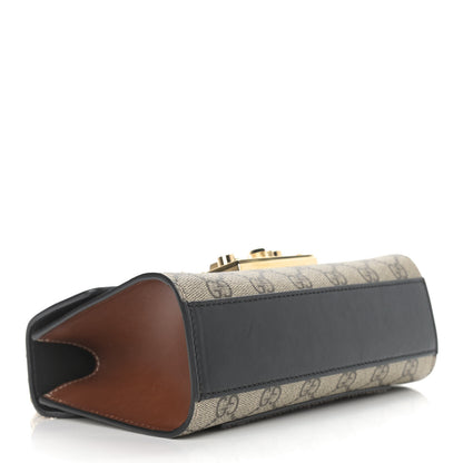 Gucci GG Supreme Monogram Calfskin Small Padlock Shoulder Bag Beige Black Cuir 4 of 11