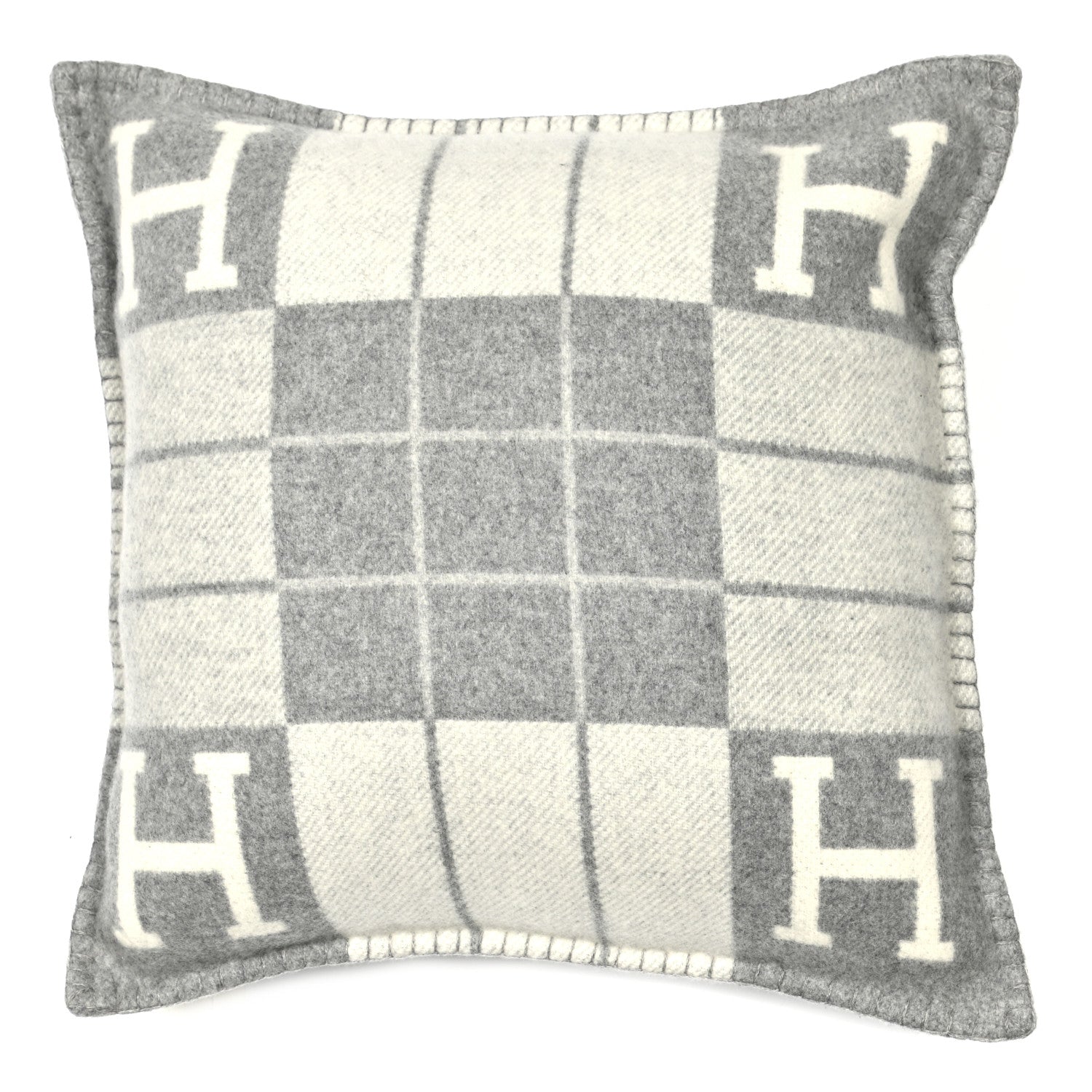 Hermes Wool Cashmere Avalon III Pillow PM Ecru Gris Clair 1 of 3
