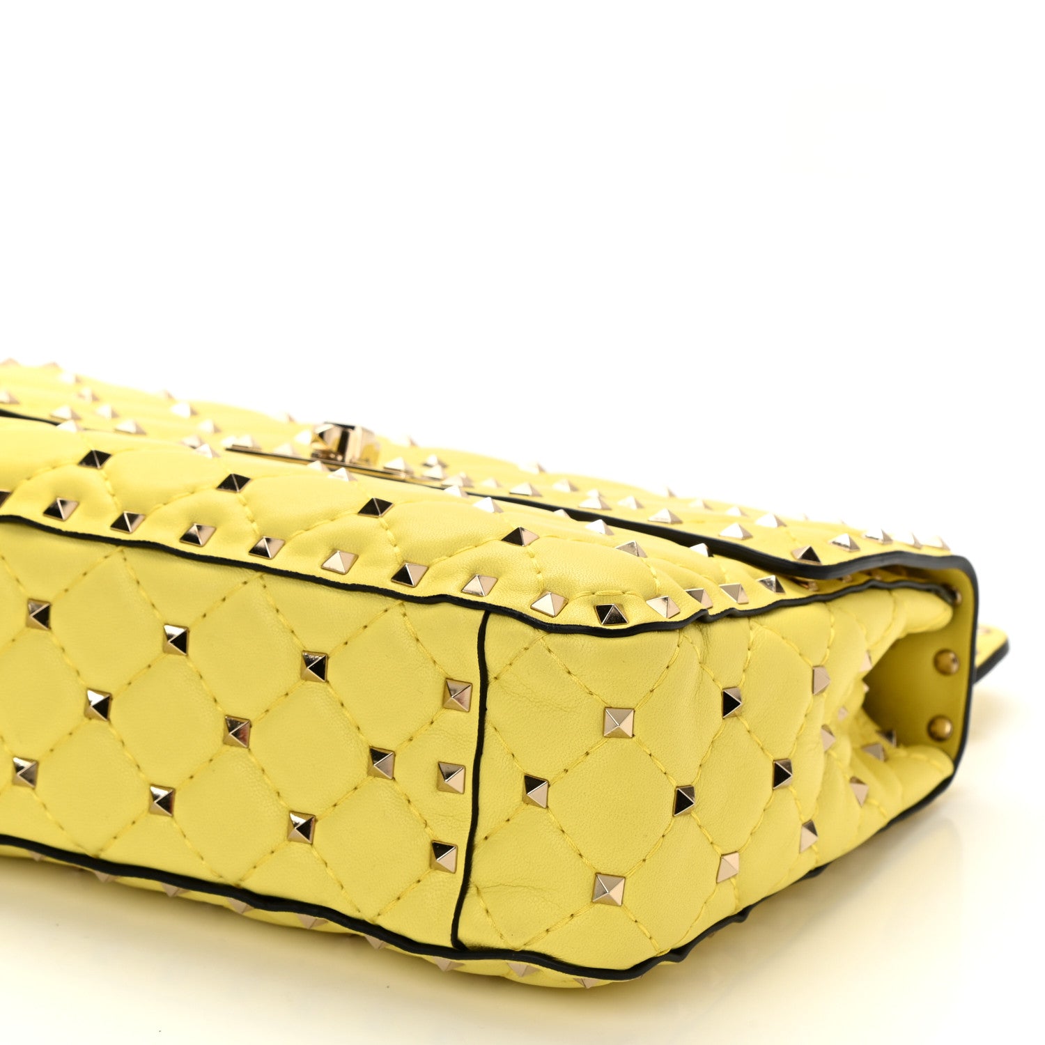 Valentino Garavani Nappa Medium Rockstud Spike Shoulder Bag Yellow 7 of 8