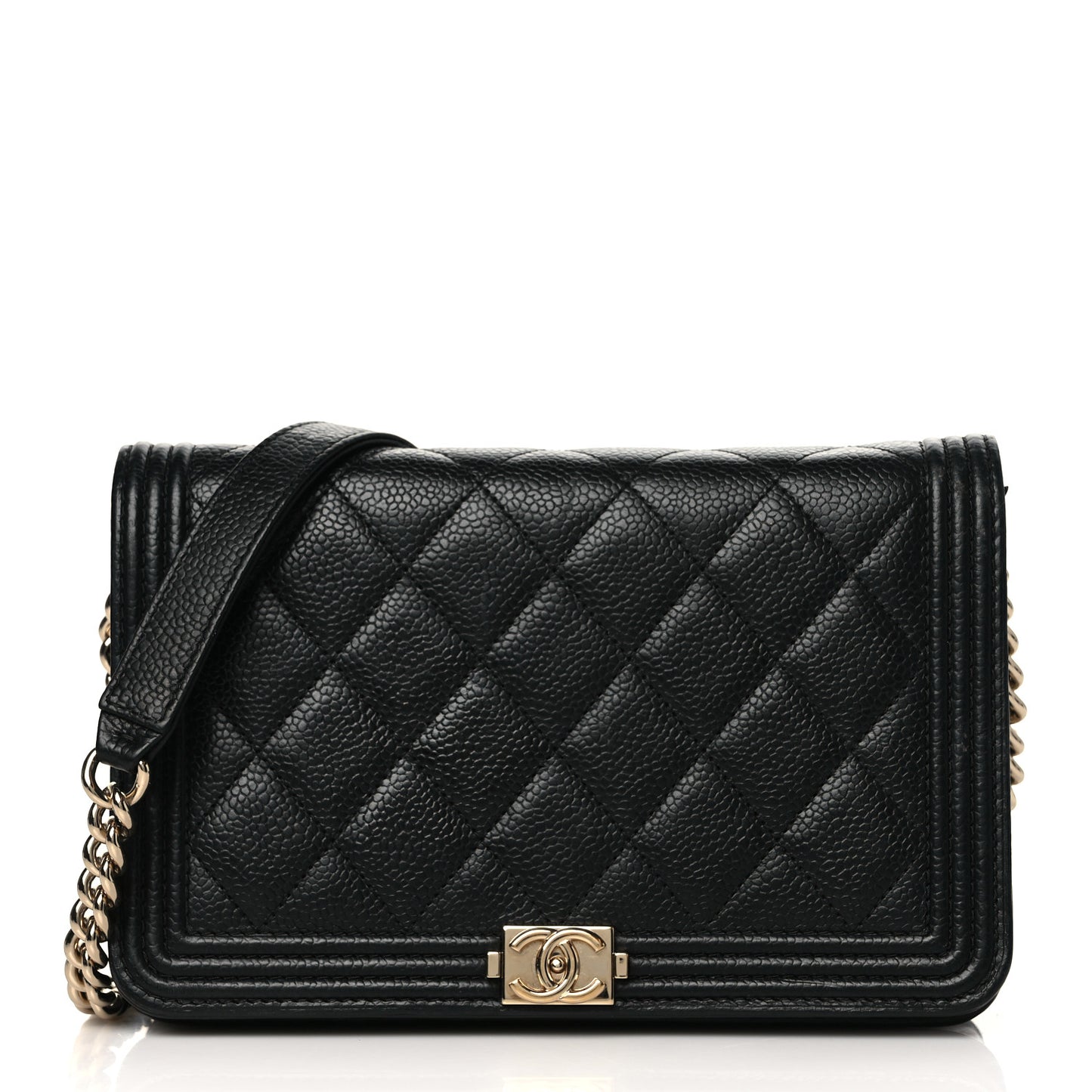 Caviar Quilted Boy Wallet On Chain WOC Black