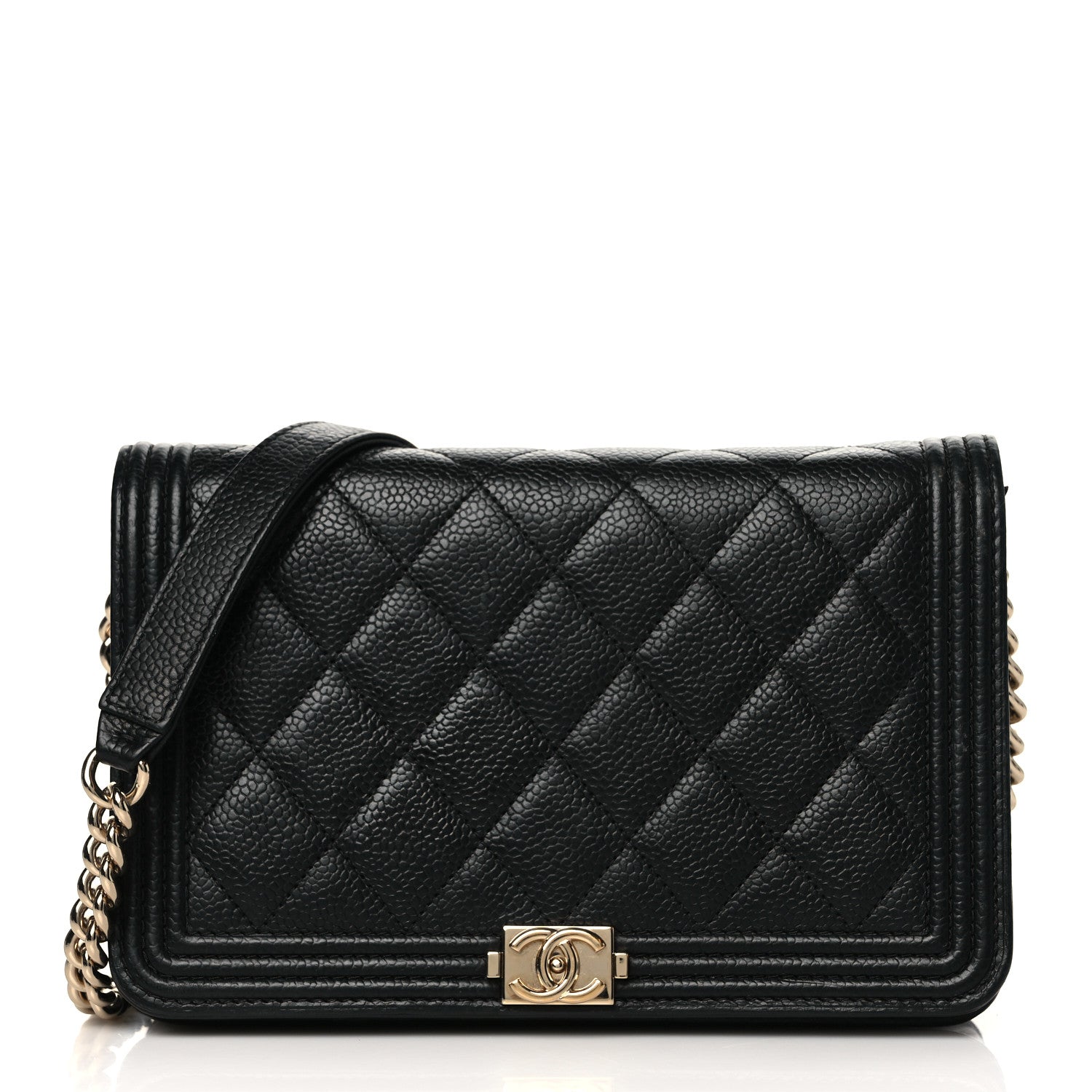 Chanel Caviar Quilted Boy Wallet On Chain WOC Black 1 of 10