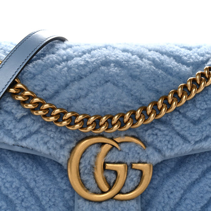 Gucci Merino Wool Matelasse Small GG Marmont Shoulder Bag Cadet Blue 8 of 11