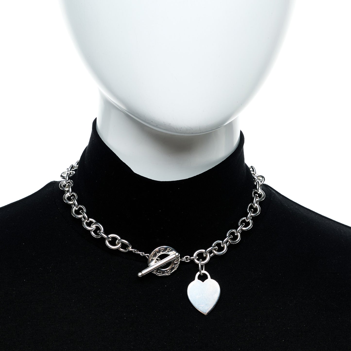 Sterling Silver Heart Tag Toggle Necklace