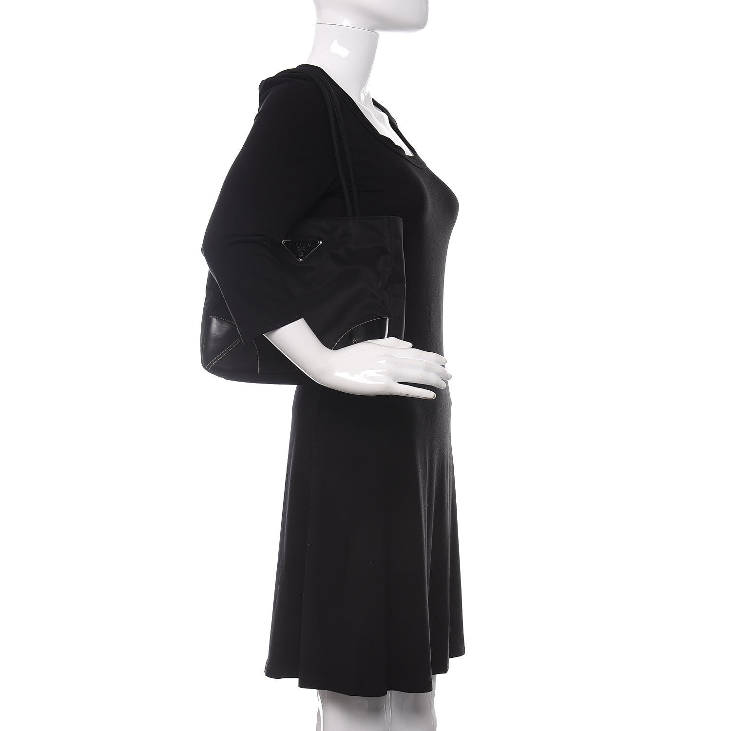 Prada Calfskin Tessuto Nylon Easy Shoulder Bag Black 2 of 9