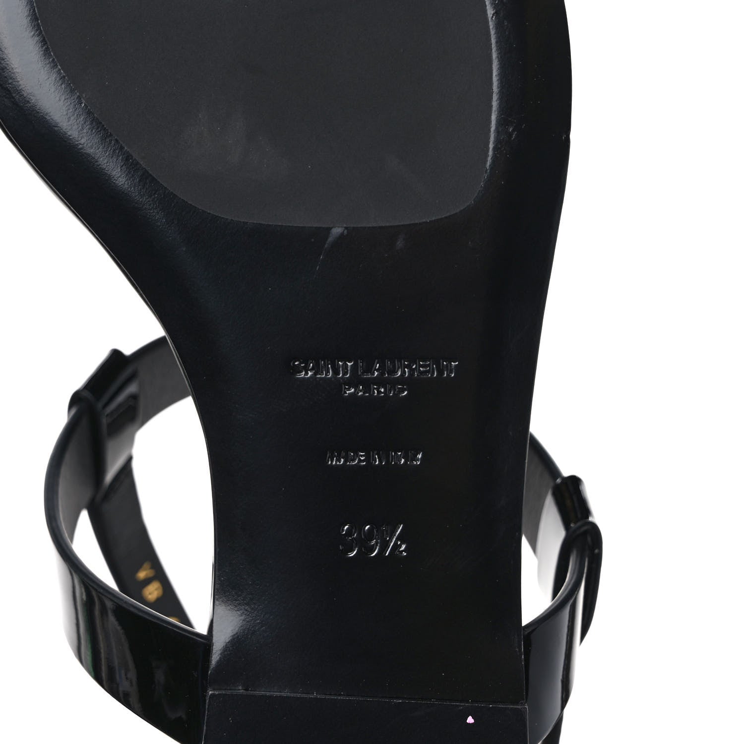 Saint Laurent Patent Calfskin Cassandra Monogram Sandals 39.5 Black 6 of 9