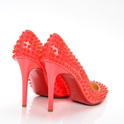 Christian Louboutin Patent Pigalle Spikes 100 Pumps 39.5 Fluo Rose Paris 4 of 10
