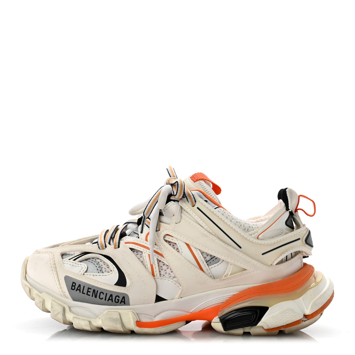 Rubber Mesh Fabric Monocolor Recycled Sole Womens Track Sneakers 35 White Orange