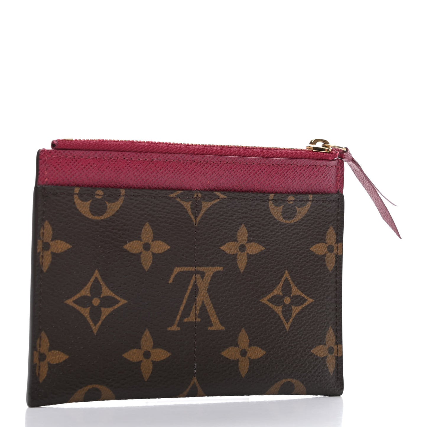 Monogram Zipped Card Holder Fuchsia