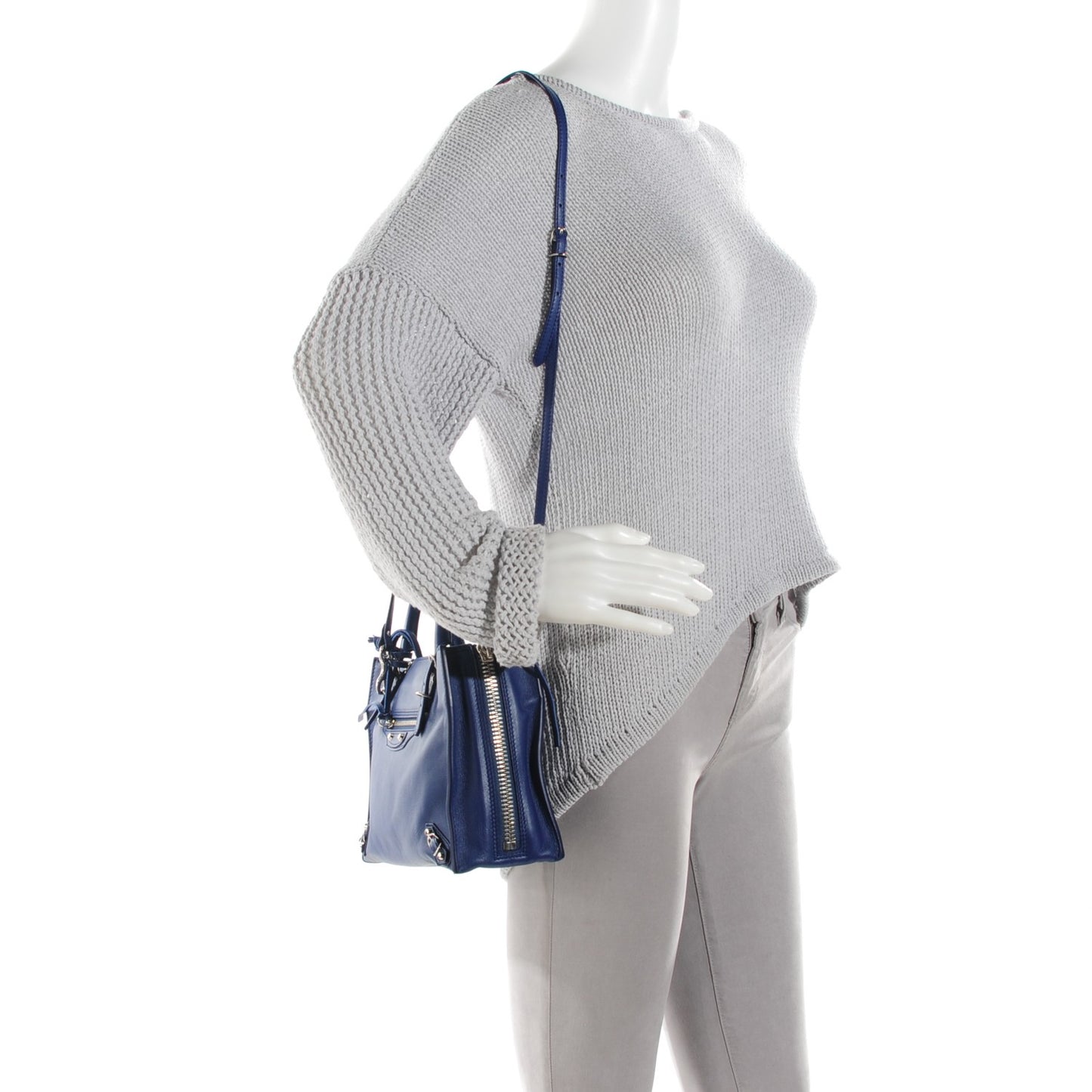 Calfskin Papier Mini A4 Zip Around Tote Bleu Mineral