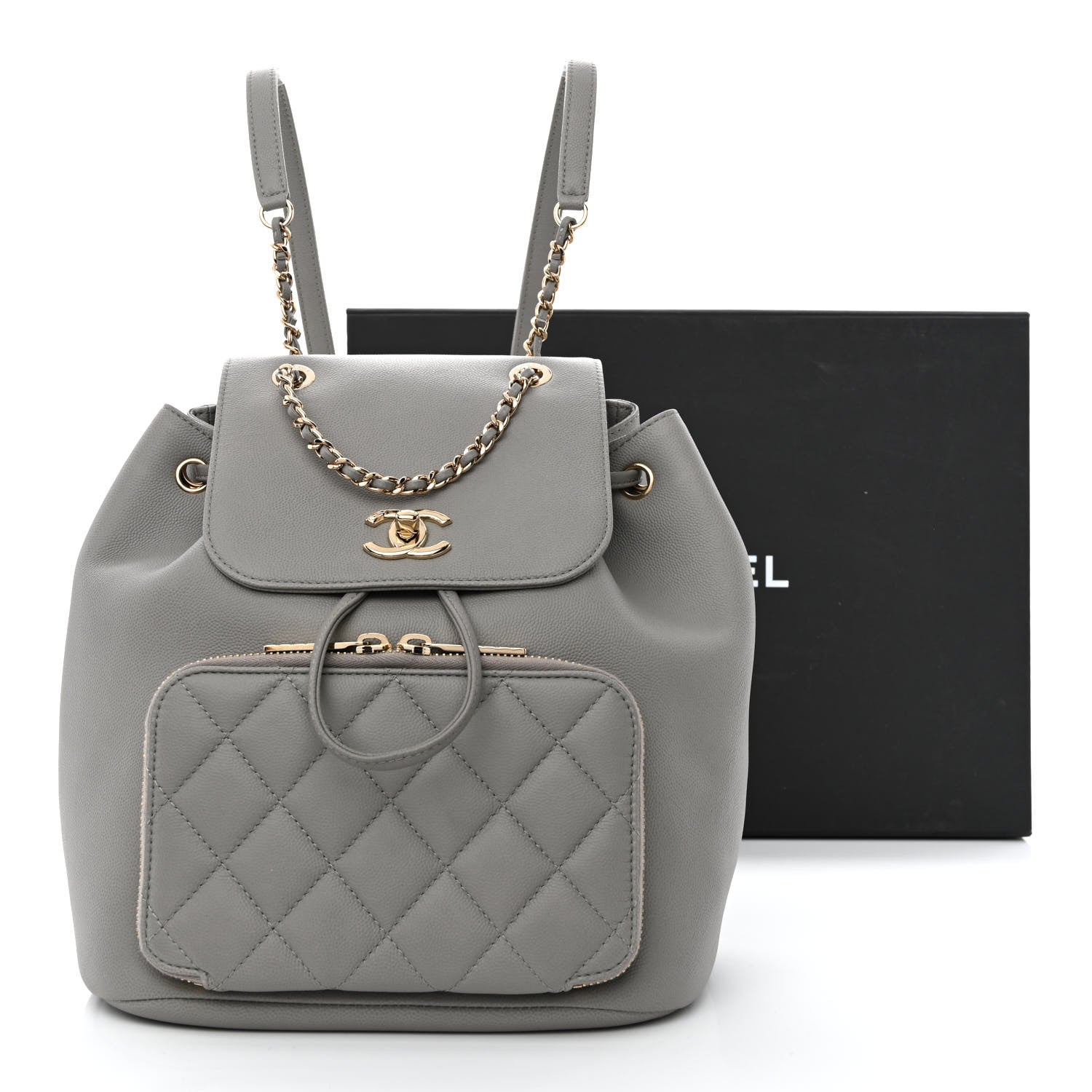 Chanel Caviar Quilted Business Affinity Backpack Grey 12 of 12