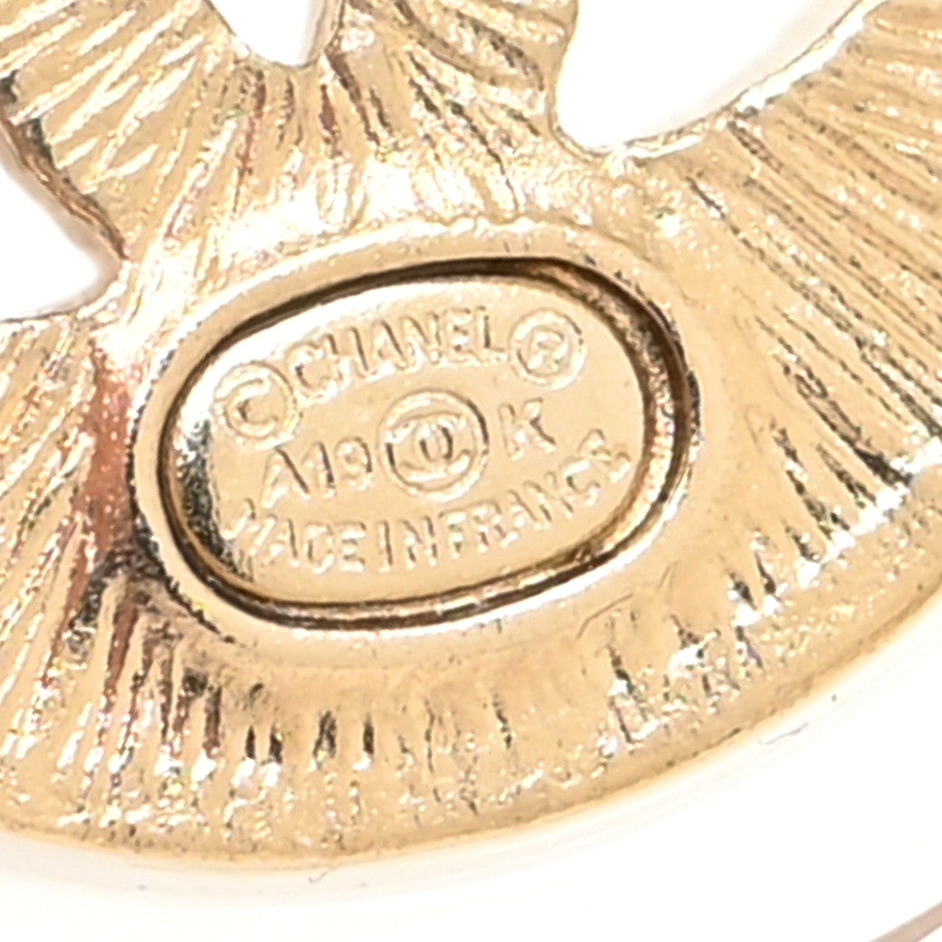 Chanel Resin Crystal CC Round Earrings Light Gold 4 of 4