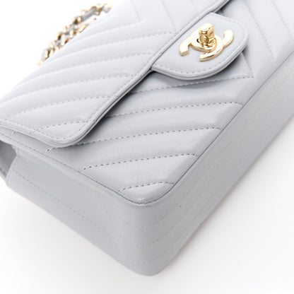 Chanel Lambskin Chevron Quilted Mini Rectangular Flap Grey 10 of 12