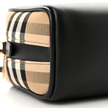 Burberry Calfskin Vintage Check Half Cube Crossbody Bag Black 9 of 10