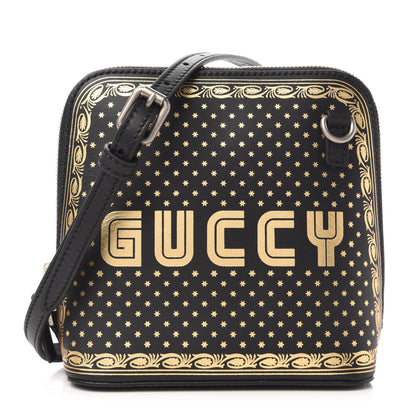 Gucci X SEGA Calfskin GUCCY Stars Mini Dome Shoulder Bag Black Gold 1 of 10