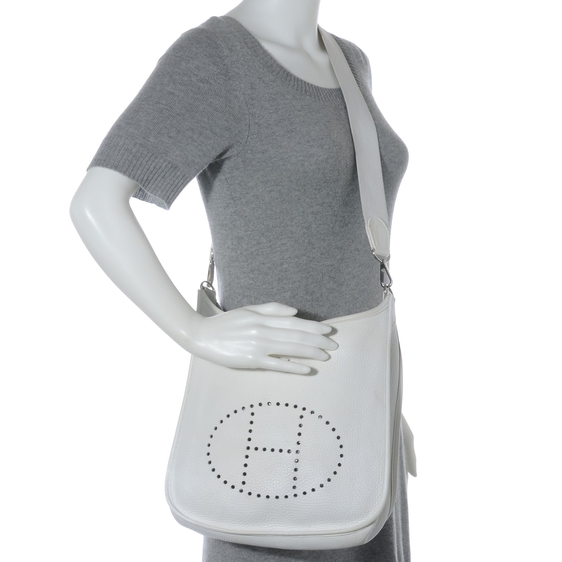 Hermes Taurillon Clemence Evelyne PM Blanc 2 of 7