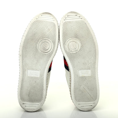 Gucci Calfskin Crystal Web LOVED Embroidered Womens Ace Platform Sneakers 37 White Red Flame Notte 5 of 16